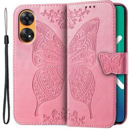 Чохол-книжка для Oppo Reno8 T, Butterfly, рожевий