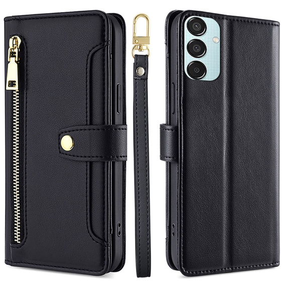 Откидной чехол для Samsung Galaxy M15 5G, Wallet Zipper Pocket, чёрный