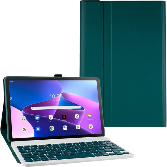 Чохол + клавіатура Lenovo Tab M10 Plus Gen 3 TB-125F TB-128F, темно-зелений