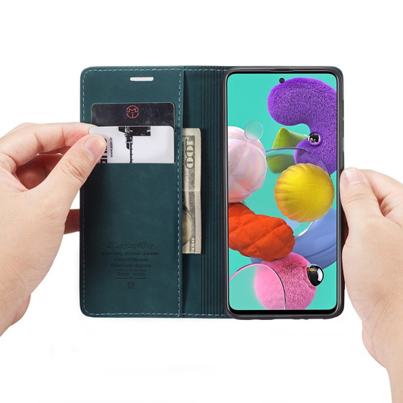 Чехол CASEME для Samsung Galaxy A51, Leather Wallet Case, зелёный