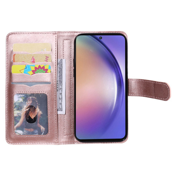 Фліп-чохол для Samsung Galaxy A55 5G, 10 Card Slots Wallet, рожевий