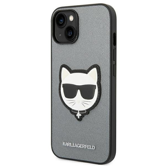 Чoхол Karl Lagerfeld до iPhone 14 Plus, Saffiano Choupette Head Patch, сріблястий