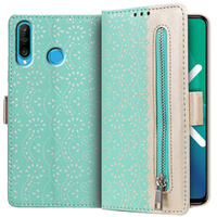 Чохол-кришка для Huawei P30 Lite, Wallet Pocket Zipper Lace, зелений