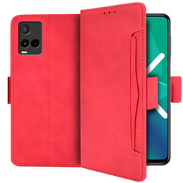 Откидной чехол для Vivo Y21/Y21s/Y33s, Card Slot, красный
