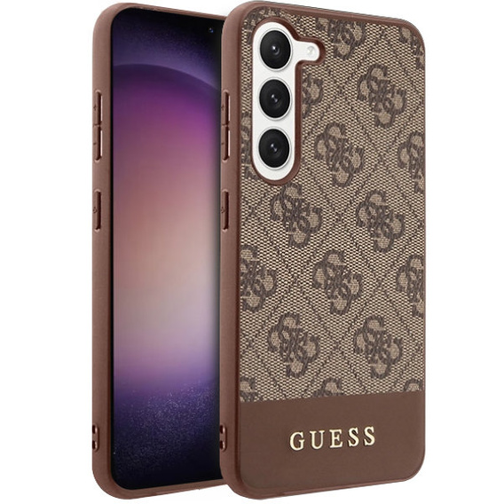 Чoхол GUESS до Samsung Galaxy S23+ Plus, 4G Bottom Stripe, коричневий