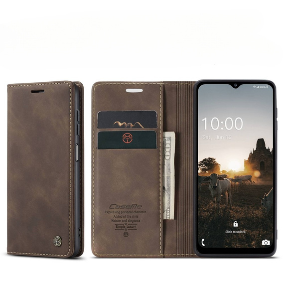 Чехол CASEME для Samsung Galaxy M33 5G, Leather Wallet Case, коричневый