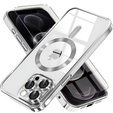 Чохол для iPhone 12 Pro, Electro MagSafe, сріблястий + Скло на екран