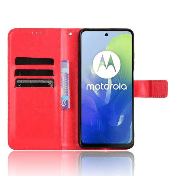 Откидной чехол для Motorola Moto G24 / G24 Power / G04, Crazy Horse Wallet, красный