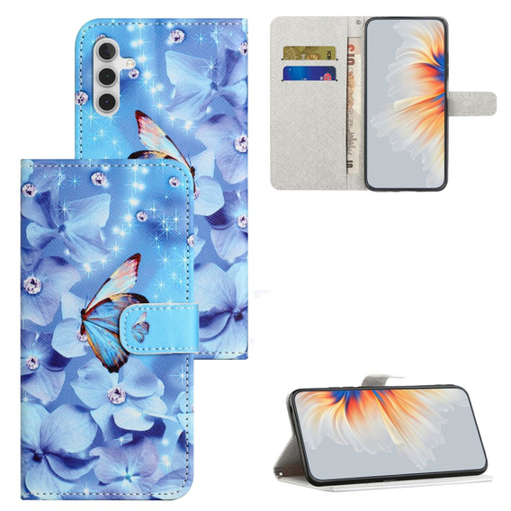 Откидной чехол для Samsung Galaxy M15 5G, Wallet, Flower and Butterfly