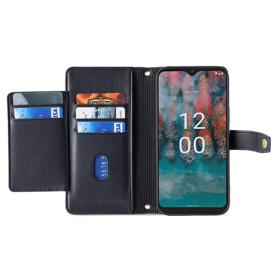 Откидной чехол для Nokia G42, Wallet Zipper Pocket, чёрный