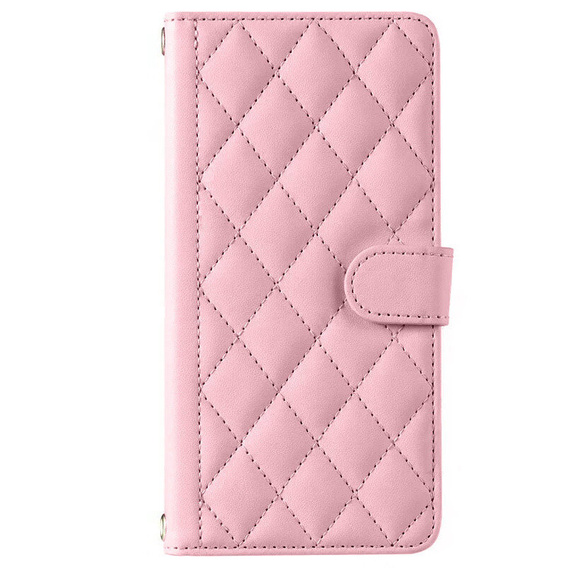 Чохол-сумка для Motorola Moto G24 / G24 Power / G04, Rhombus Crossbody Leather, рожевий rose gold