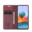 Чехол CASEME для Xiaomi Redmi Note 10 Pro, Leather Wallet Case, красный