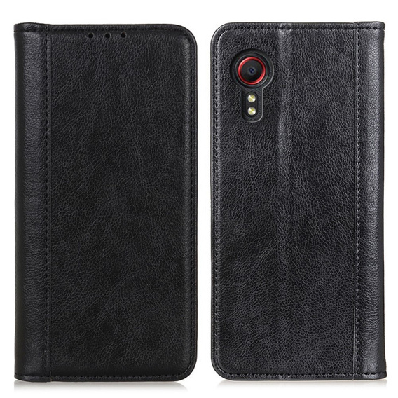 Чехол до Samsung Galaxy Xcover 7, Wallet Litchi Leather, чёрный