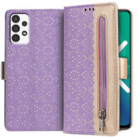 чехол-крышка для Samsung Galaxy A52 / A52s, Wallet Pocket Zipper Lace, фиолетовый