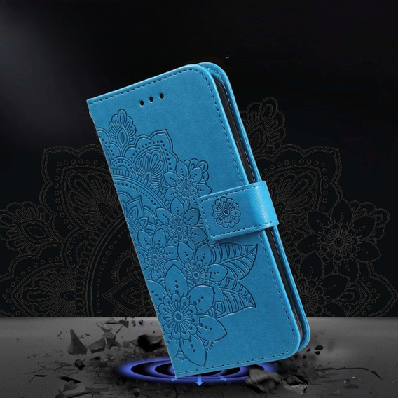 Откидной чехол для Xiaomi Redmi Note 12 5G / POCO X5 5G, Mandala Flower, синий