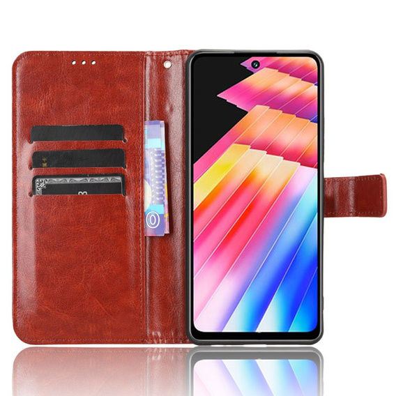 Откидной чехол для Infinix Hot 30i, Crazy Horse Wallet, коричневый