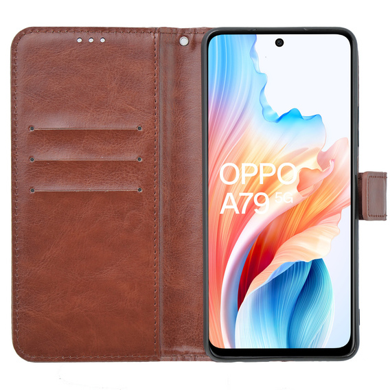 Футляр з клапаном для Oppo A79 5G, Crazy Horse Wallet, коричневий