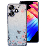 Чехол для Infinix Hot 30, Glitter Flower, синий