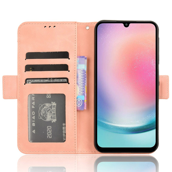 Футляр з клапаном для Samsung Galaxy M55 5G, Card Slot, рожевий