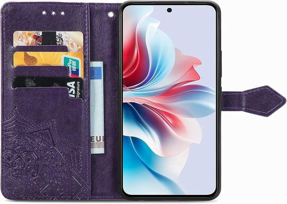 Чохол-книжка для Oppo Reno 11F 5G, Mandala, фіолетовий