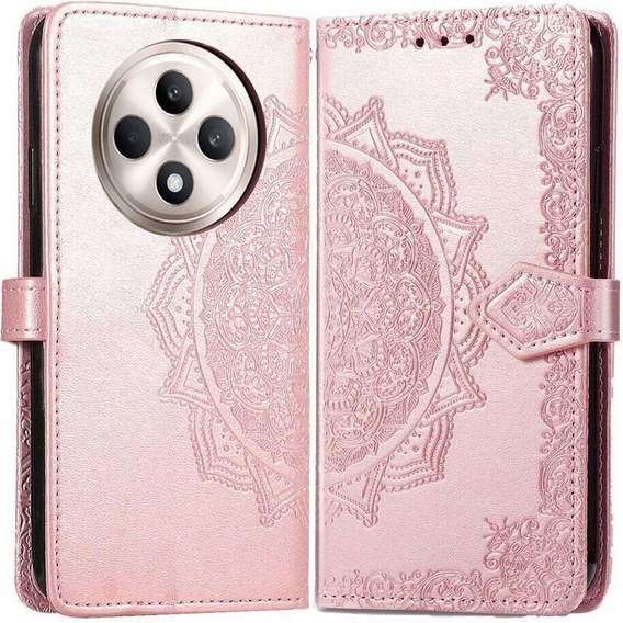 Чохол-книжка для Oppo Reno 12FS / 12F, Mandala, рожевий rose gold