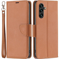 Чохол-книжка для Samsung Galaxy A15, Wallet Litchi Leather, коричневий + скло 9H