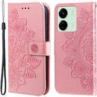 Откидной чехол для Xiaomi Redmi 13C / Poco C65, Mandala Flower, розовый