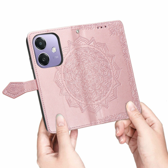 Откидной чехол для Oppo A40 / Oppo A40m, Mandala, розовый rose gold