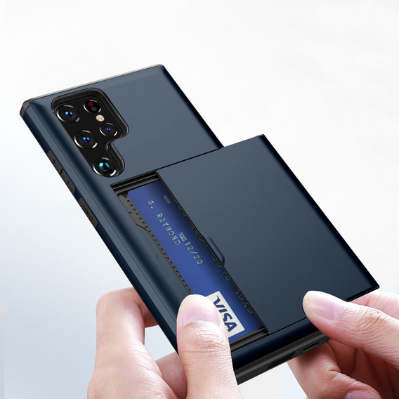 Чoхол до Samsung Galaxy S22 Ultra, Sliding Card Holder, темно-синій 