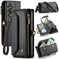 Чохол CASEME для Samsung Galaxy S24 FE, RFID Leather Wallet з плечовим ременем, чорний