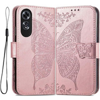 Откидной чехол для Oppo A60, Butterfly, розовый rose gold