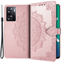 Чохол-книжка для Oppo A57s, Mandala, рожевий rose gold