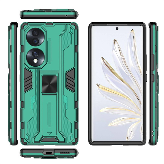 Чехол до Honor 70 5G, Military kickstand, зелёный