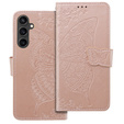 Откидной чехол для Samsung Galaxy S23 FE, Butterfly, розовый rose gold