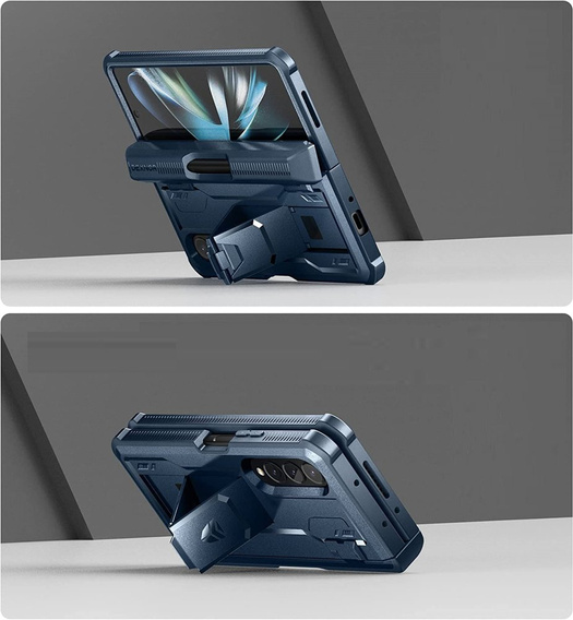 Бронированный чехол для Samsung Galaxy Z Fold 4 5G, Dexnor Full Body S-Pen Slot, темно-синий