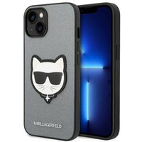 Чехол Karl Lagerfeld до iPhone 14 Plus, Saffiano Choupette Head Patch, серебряный