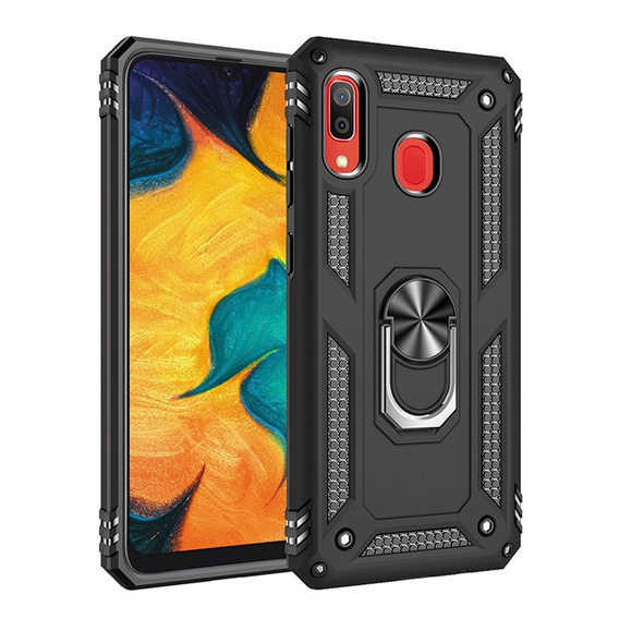 Бронированный Чехол до Samsung Galaxy A40, Nox Case Ring, чёрный