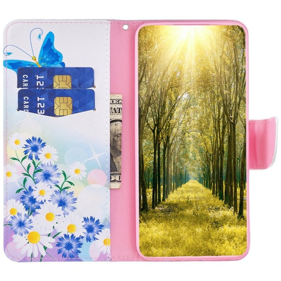 Чохол-книжка для Xiaomi 13 Lite, Wallet, butterfly and flowers, білий