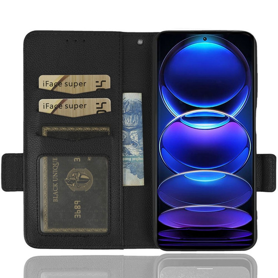Откидной чехол для Xiaomi Redmi Note 12 5G / POCO X5 5G, Wallet Litchi Magnet, чёрный