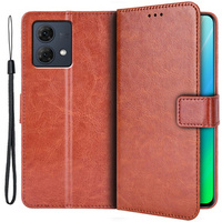 Футляр з клапаном для Motorola Moto G84 5G, Crazy Horse Wallet, коричневий