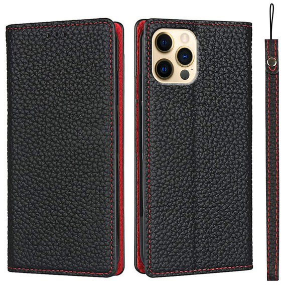 Кожаный чехол для iPhone 12 Pro Max, ERBORD Grain Leather, чёрный