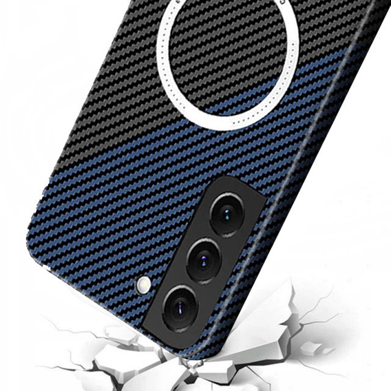 Чехол до Samsung Galaxy S23, Magsafe Slim Carbon, черный / синий