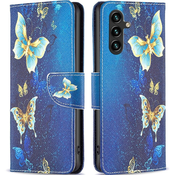 Чохол-книжка для Samsung Galaxy A15, Wallet, golden butterflies + скло 9H  