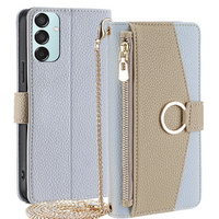 Флип-кейс для Samsung Galaxy M15 5G, Wallet Zipper Pocket, с зеркалом, синий