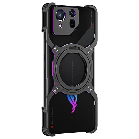 Чехол для ASUS ROG Phone 8 5G / 8 Pro 5G, Kickstand Bumper, с крышкой объектива, для MagSafe, черный / фиолетовый