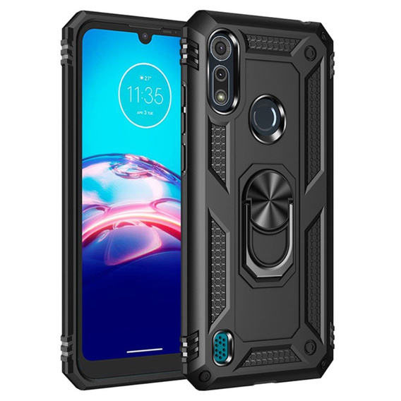 Бронированный Чехол до Motorola Moto E6S, Nox Case Ring, чёрный