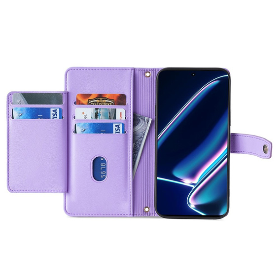 Откидной чехол для Realme 11 Pro 5G / Pro+ 5G, Wallet Zipper Pocket, фиолетовый