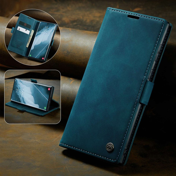 Чехол CASEME для Samsung Galaxy S22 Ultra, Leather Wallet Case, зелёный