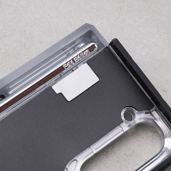 Чохол для Samsung Galaxy Z Fold5 5G, Kickstand case, з підставкою та склом, срібний