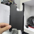 Чехол для iPhone 15 Pro Max, Carbon Fiber, матовый чёрный